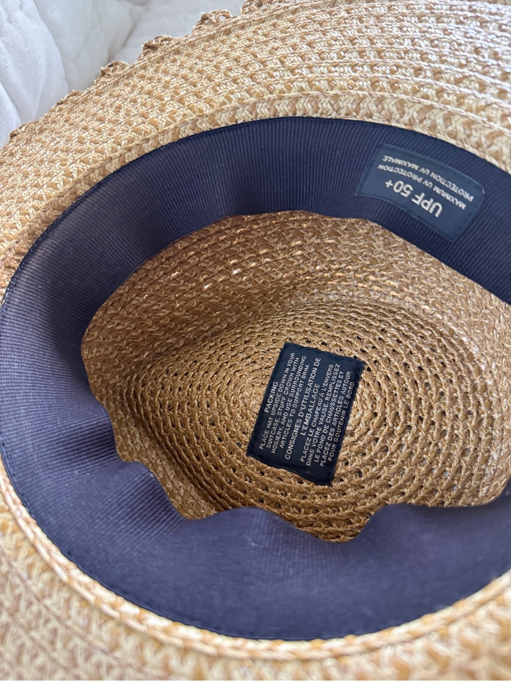 Eric Javits Natural Straw Fedora with Black Band - Picture 3 of 4